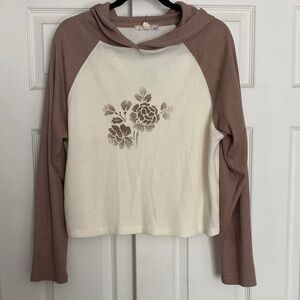 Pink Republic Floral Hoodie - Cream and Brown